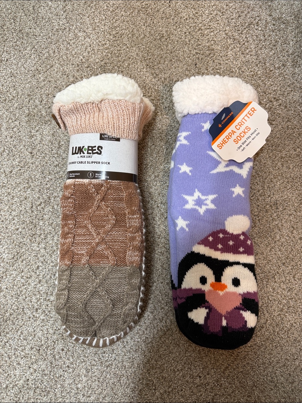 Two pair of fuzzy warm winter socks